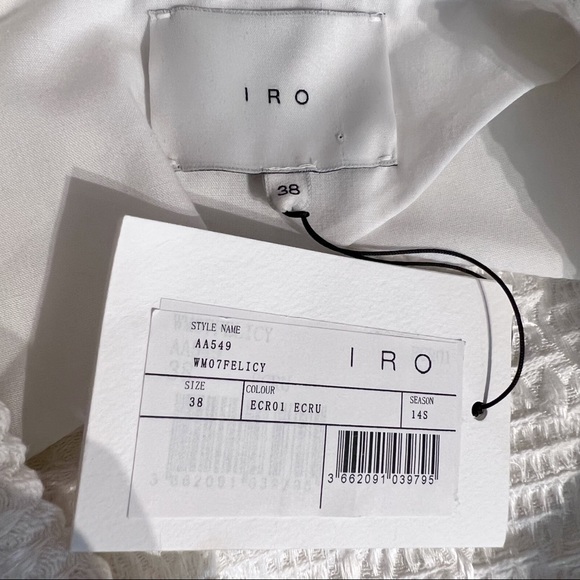 IRO • Kendall Jenner • Felicy Ivory Jacquard Silk Lamb Leather Trim Moto Jacket - Picture 13 of 16